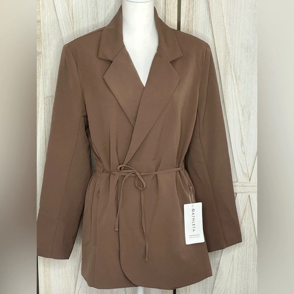 Athleta NWT Primatwill Rustic Biege Women's Blazer sz 14 office business casual - Picture 3 of 15